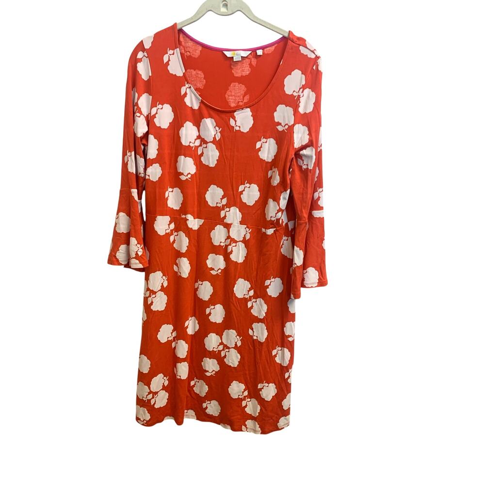 Boden Miriam Orange Print Jersey Dress sz 10 L - Picture 3 of 8
